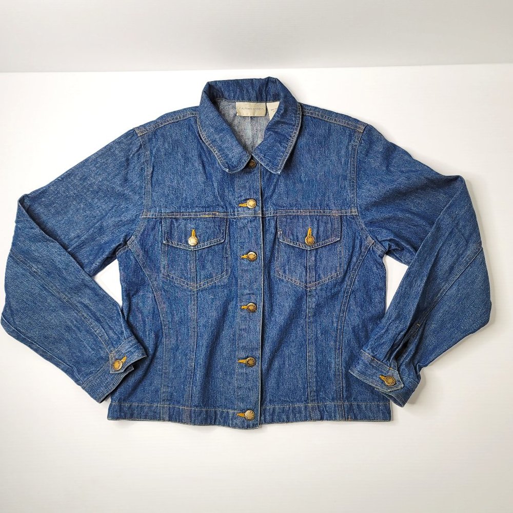 💖 Blue Denim Jean Jacket Sz 10 Buttons Down